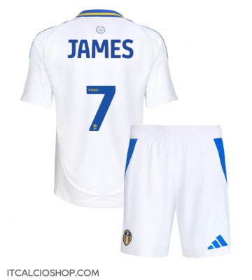 Leeds United Daniel James #7 Prima Maglia Bambino 2024-25 Manica Corta (+ Pantaloni corti)